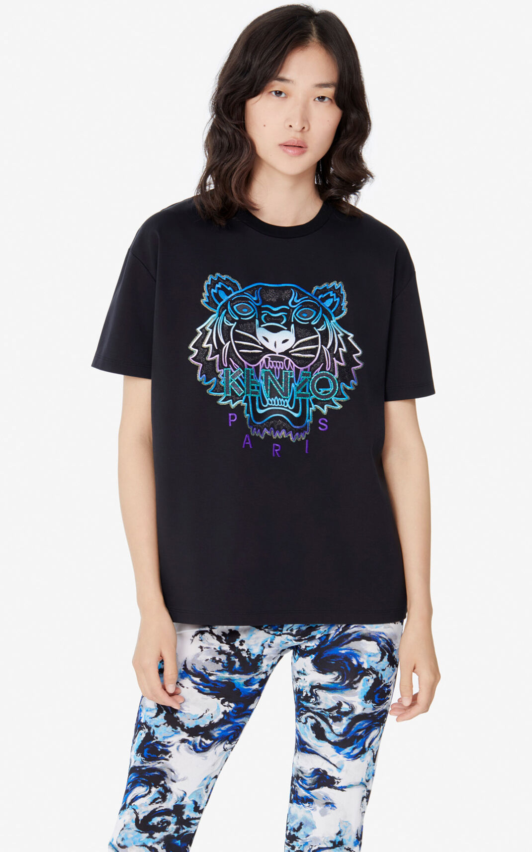 Kenzo Tiger T Shirt Black For Womens 4052JRBDX